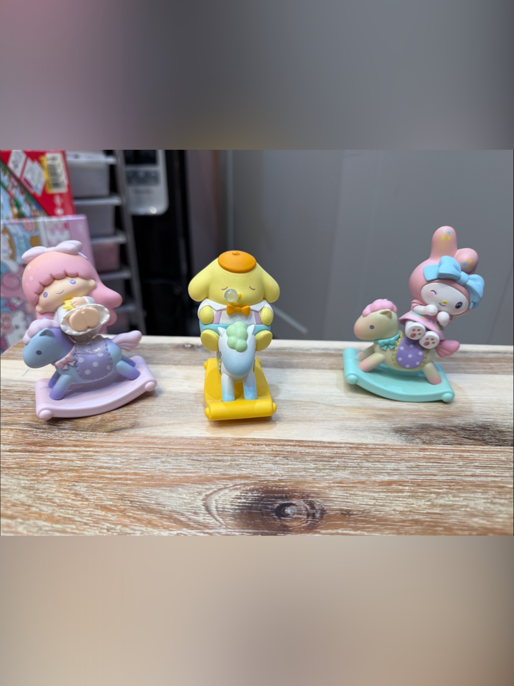 Cute Pastel Sanrio Rocking Horse, My Melody, Pompom, Little Twin Star set